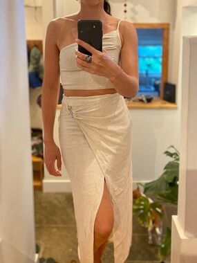 Stradivarius linen blend skirt and top set